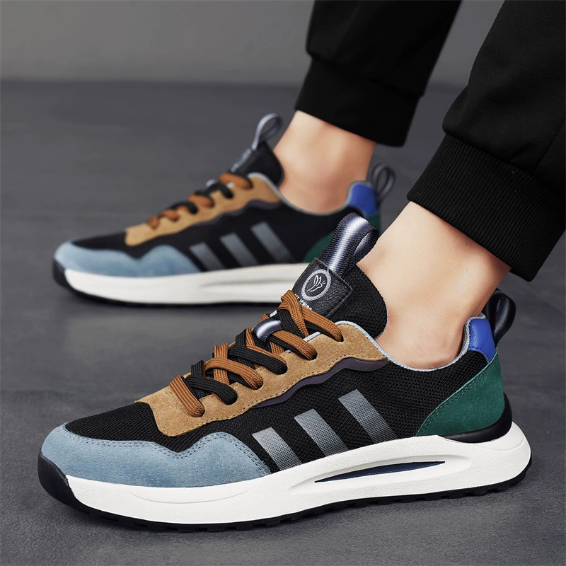 Fashionable sports shoes for leisure, breathable universal footwear, autumn, genuine leather