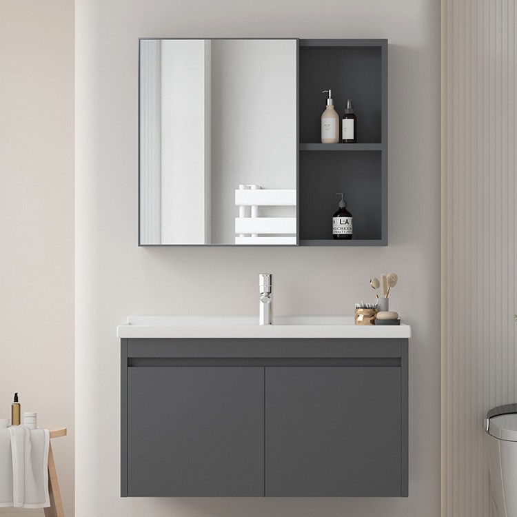 Gabinete de baño de aleación de aluminio de abeja moderno simple lavado de mano lavado de cara cerámica unidad gabinete de lavabo combinación de lavabo tipo pequeño