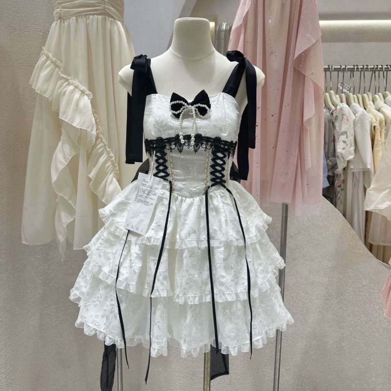 ケーキロリータガールスプライスサスペンダー小柄な甘いふわふわかわいいレースプリンセスドレスフレッシュ|undefined