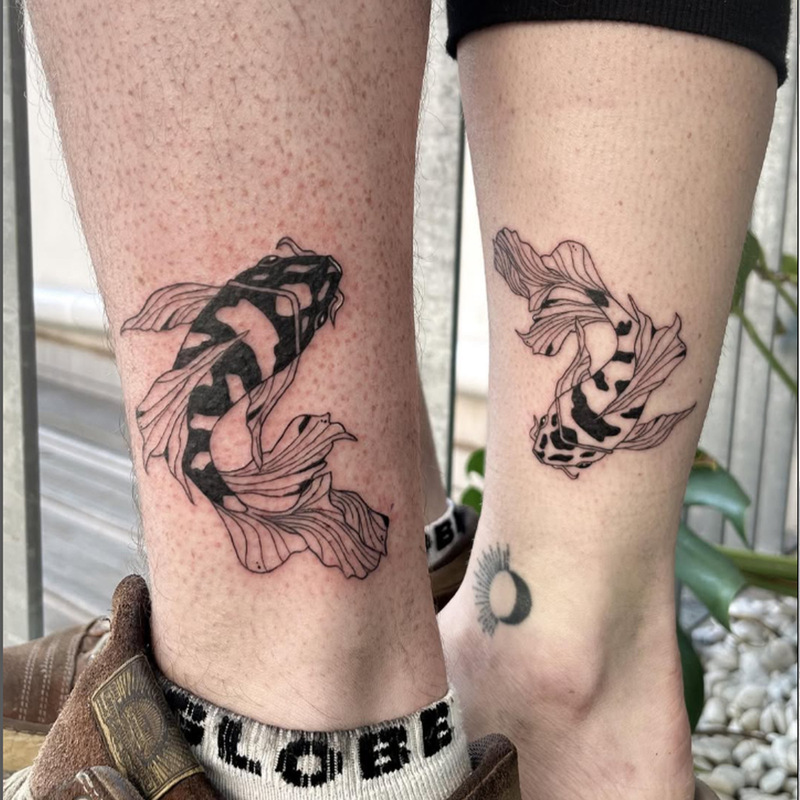 Cross-Border New Domineering Koi Couple Tattoo Stickers Waterproof Long-Lasting Non-Reflective Disposable Temporary Tattoo Stickers for Men and Women