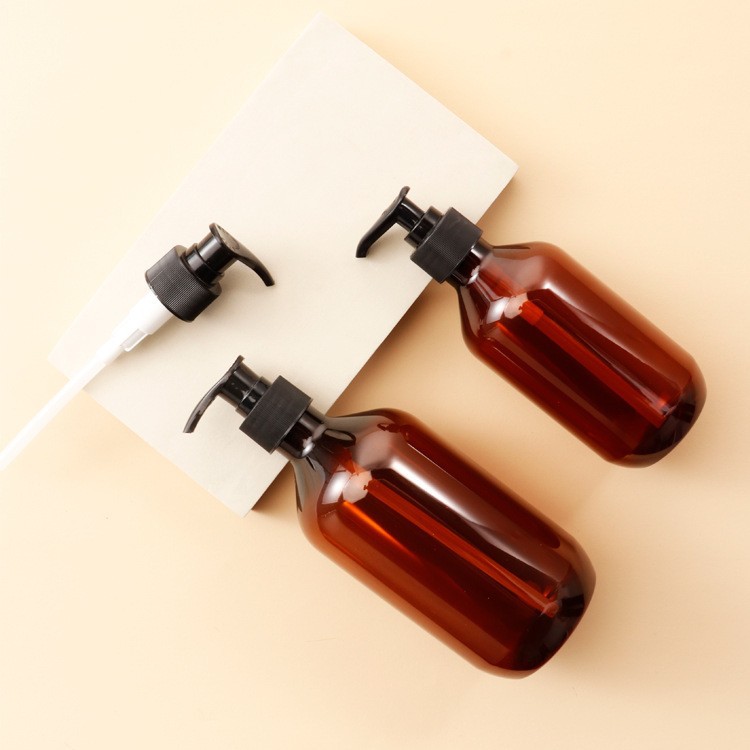 塑料分装瓶厂家直供pet棕色乳液瓶沐浴露分装瓶500ml按压泵瓶