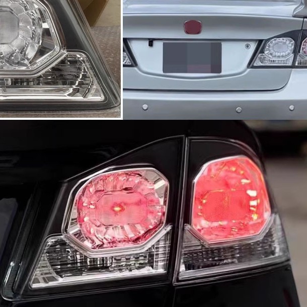 Es adecuado para el Civic Changsiming FD2 lámpara trasera transparente de crisantemo negro y blanco lámpara trasera de crisantemo cubierta de cuatro conjuntos