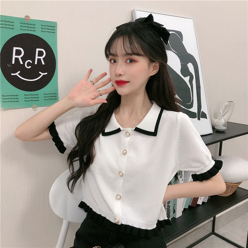 892 #niche short-sleeved t-shirt women's summer 2025 new summer clothes knitted carefully designed short top
