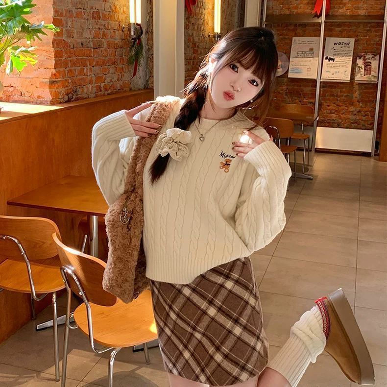 甜美软糯毛衣女慵懒2025秋冬新款韩版麻花针织衫气质内搭打底上衣