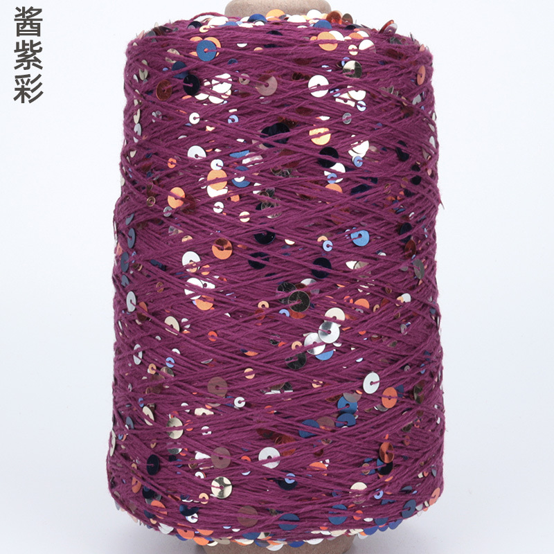Silk Yue / mano DIY hilo de algodón multicolor brillante 3mm + 6mm sequilla 250 gramos de hilo de aguja de ganchillo