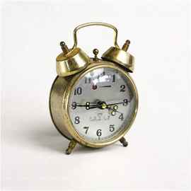 小闹铃机械发条 老钟表 老式闹z钟 老物件 古玩收藏装饰摆设