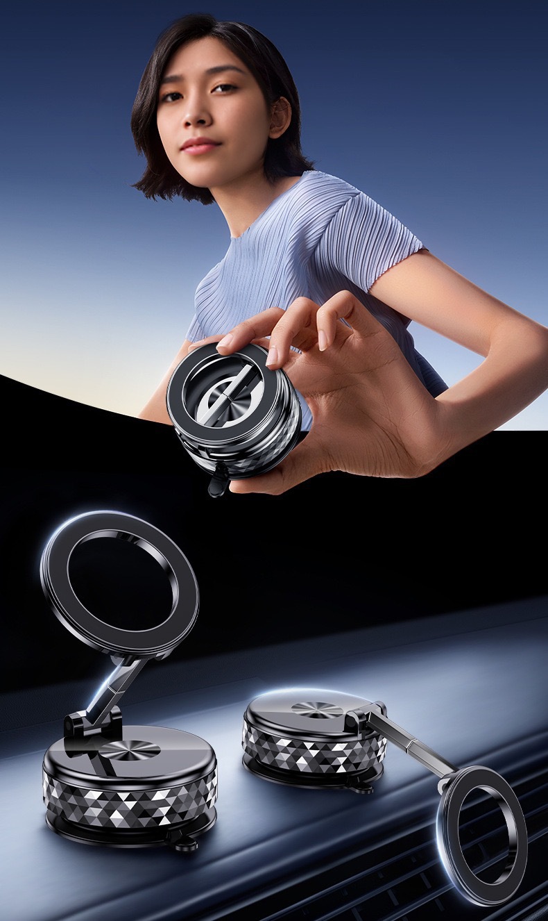 Cross-border new car dashboard phone holder, vacuum suction, rotating, foldable, alloy magnetic stand