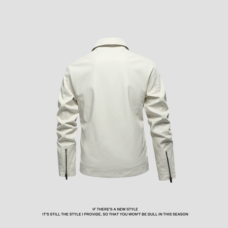 Chaqueta de cuero transfronteriza para hombres primavera y otoño nueva chaqueta de cuero con solapa pu para hombres con solapa de locomotora guapo chaqueta casual coreana