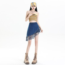 不规则流苏设计感牛仔短裤高腰女2025新款显瘦a字包臀半身裙裤裙