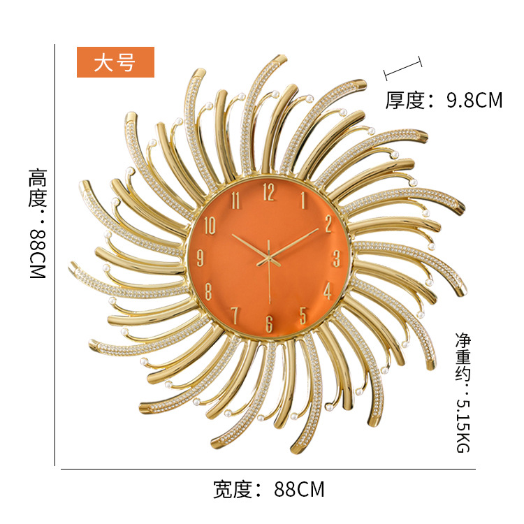 2023 nuevo reloj de lujo ligero moderno reloj de pared rojo neto sala de estar reloj creativo montado en la pared de gama alta Reloj de pared de gama alta elegante