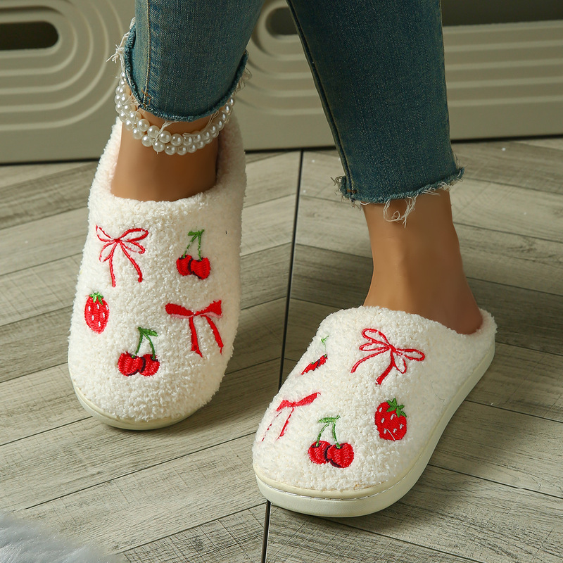 New comfortable home cute cartoon fruit-themed winter cotton slippers for men and women, couple style, thick-soled and warm cotton slippers New comfortable home cute cartoon fruit-themed winter cotton slippers for men and women, couple style, thick-soled and warm cotton slippers