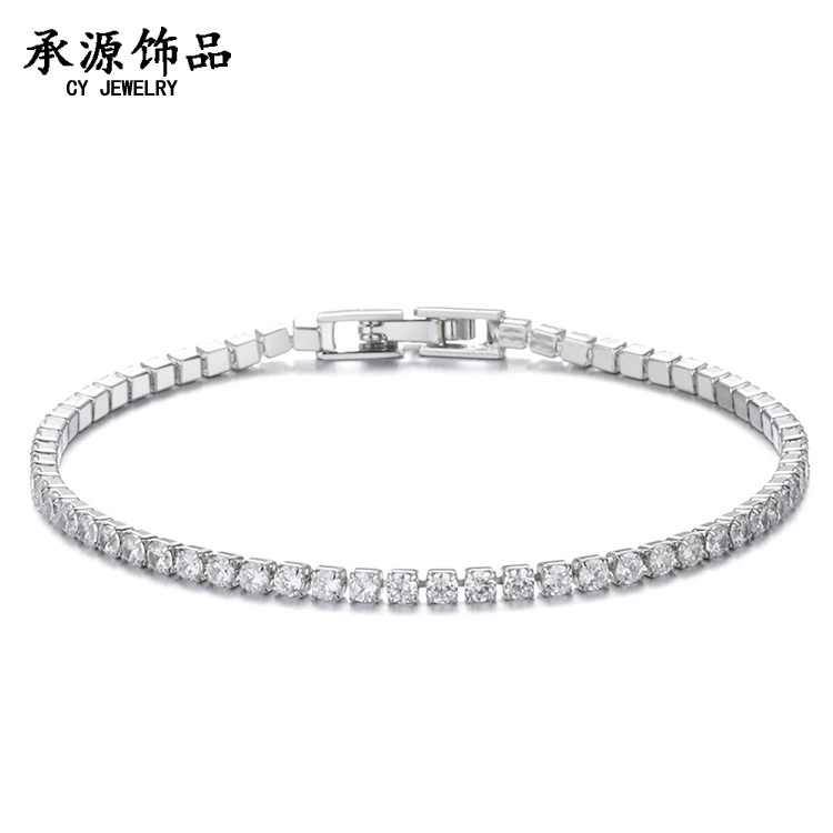 Браслет tennis Chengyuan Jewelry, циркон 2,5 мм, медь с гальваническим покрытием, 14–19 см