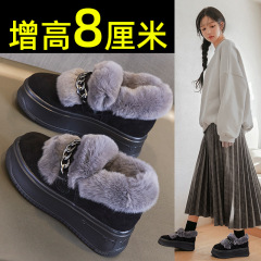 2023新款棉鞋真毛真皮雪地鞋厚毛加棉雪地鞋內增高女鞋保暖冬季