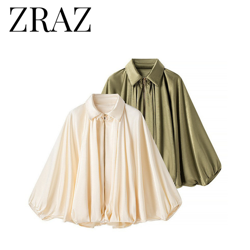 Zraz Foreign Trade Wholesale European and American Style New Women's Clothing Fashionable Casual High-Quality Satin Bomber Jacket