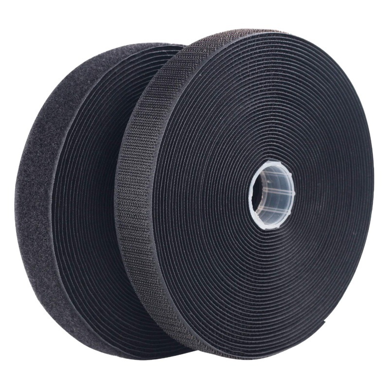 Cierre de velcro para zapatos, cinta de gancho y bucle negra y blanca, cosida, correa de nailon mezclado sin pegamento.