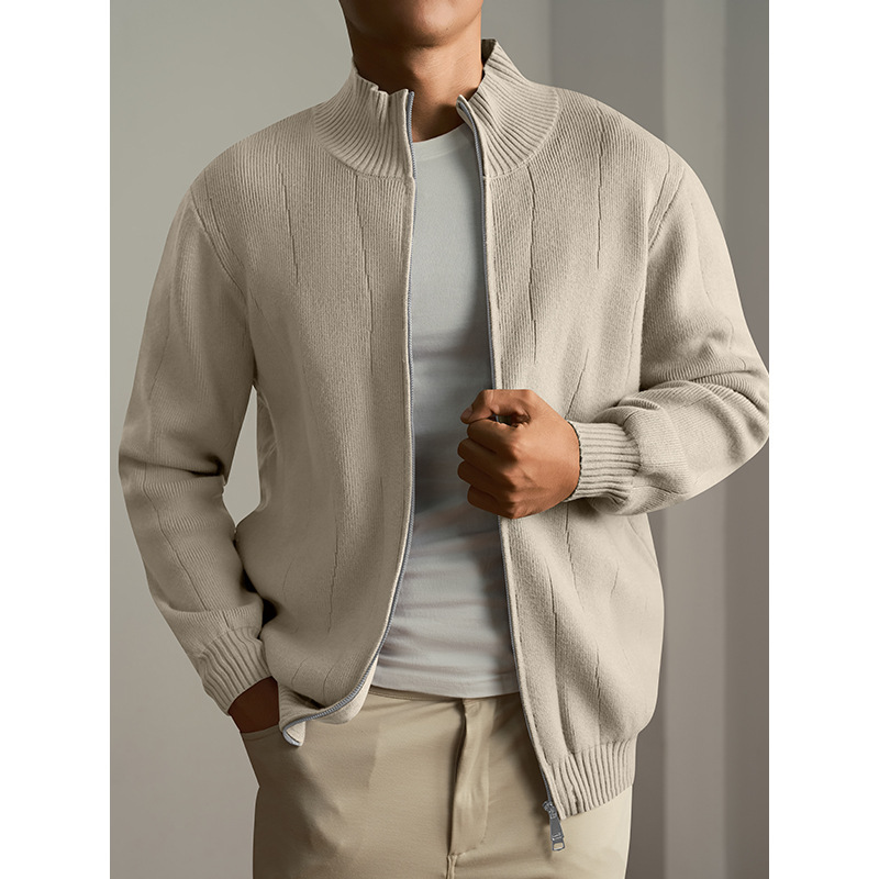 Wool Modal Knitwear Men's 2026 Spring & Fall New Style Stand-Up Collar Zipper Cardigan Sweater Warm Thickeneded Jacket