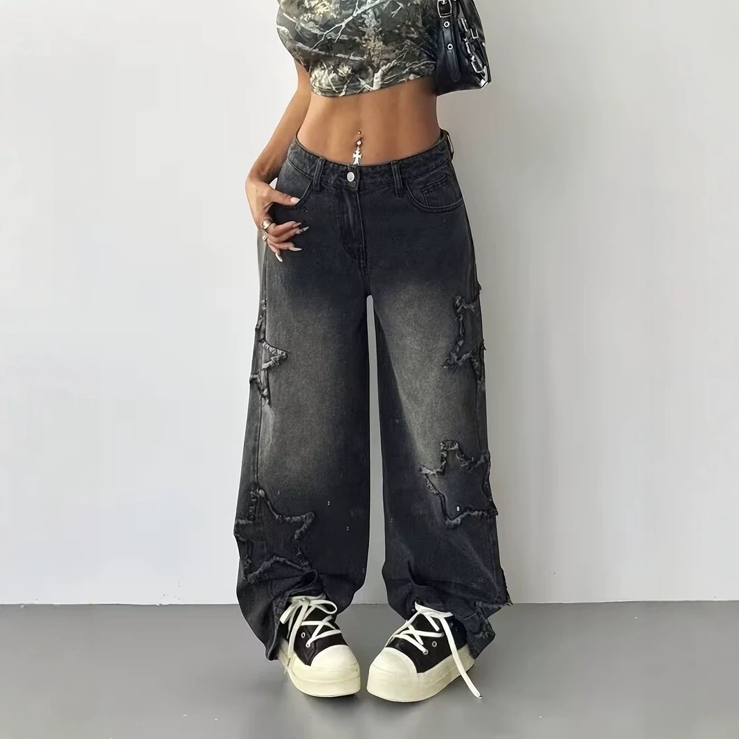 Jeans Rectos de Cintura Alta para Mujer en Mezclilla de Algodón con Pierna Ancha image 3