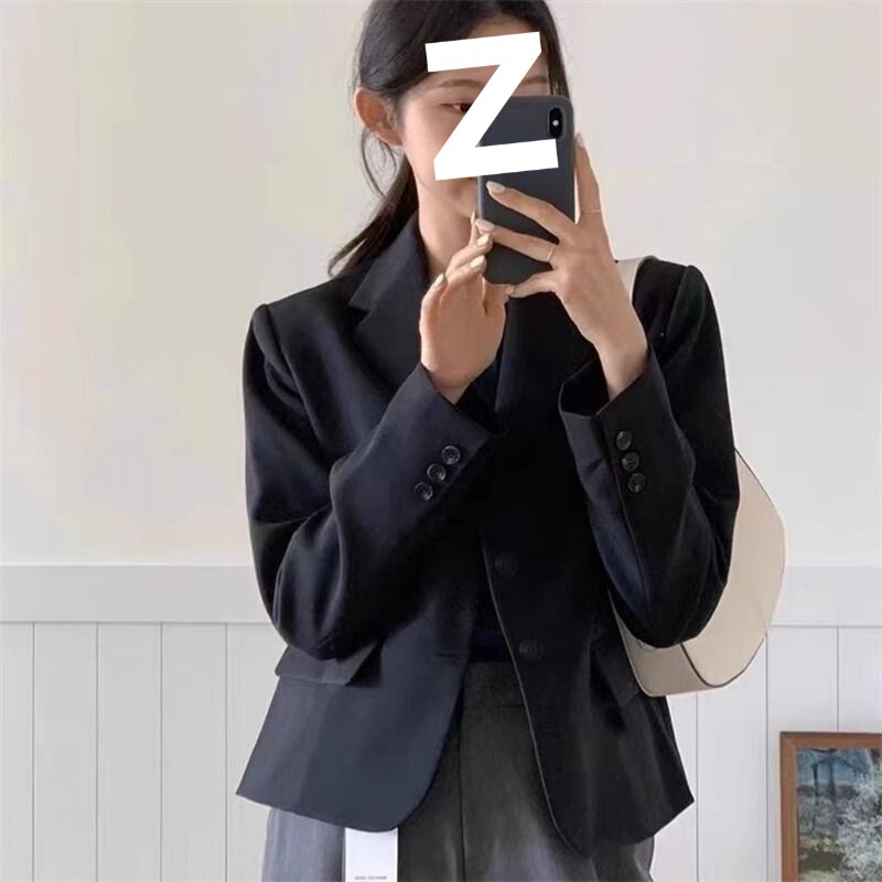 黑色短款西装外套女小个子2025春秋新款女上衣质感正装小西服|undefined