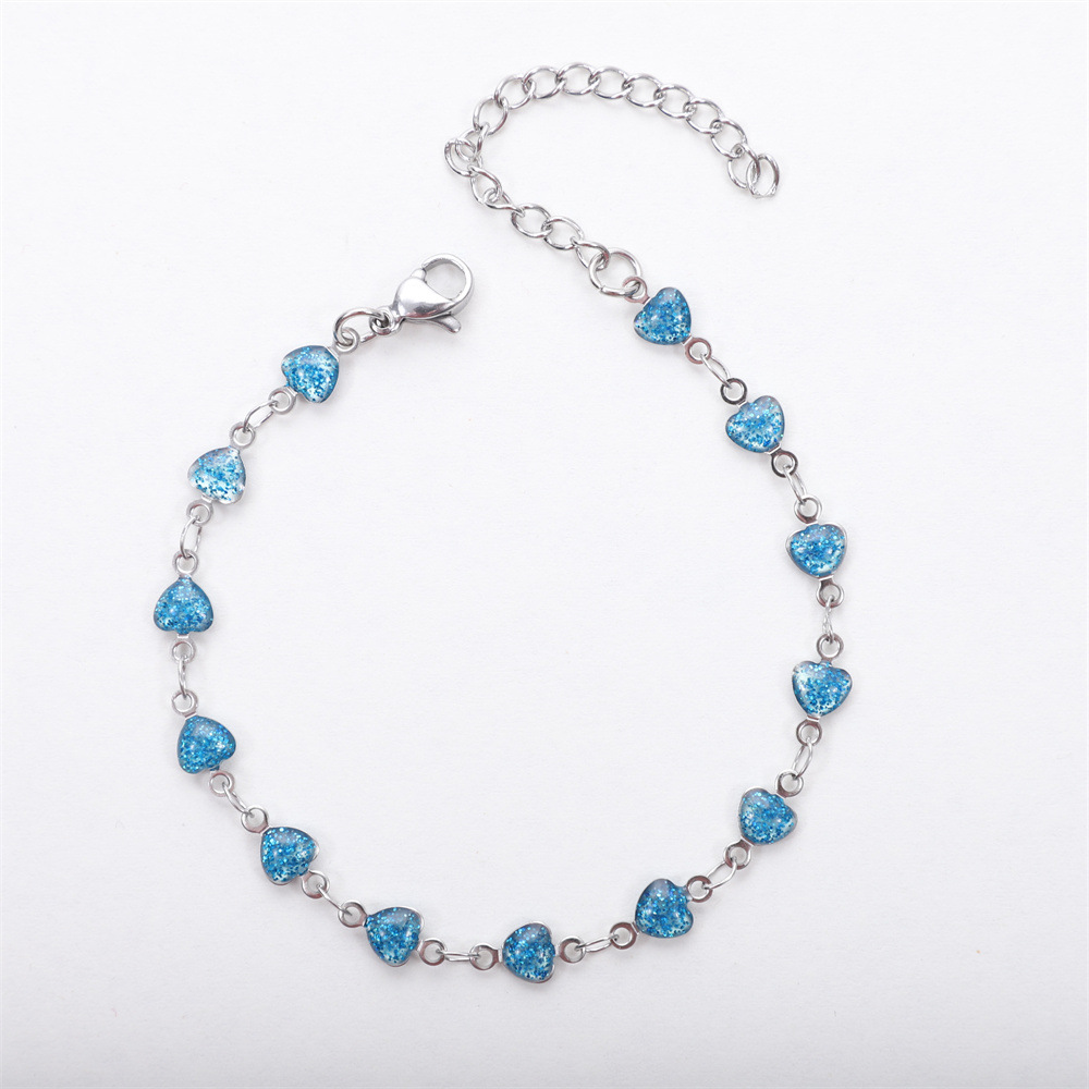 Sweet Style 1 Piece 304 Stainless Steel Cable Chain Bracelets Chain Sweet Heart Shape