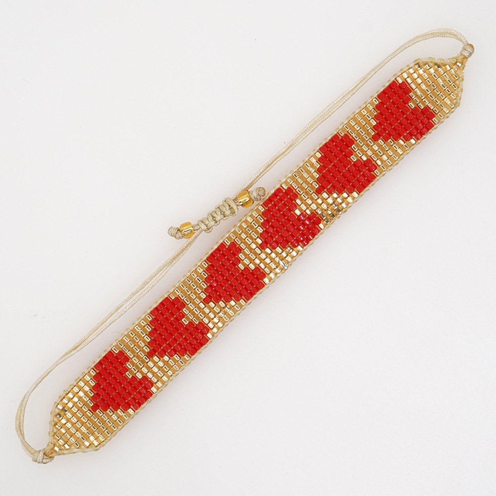 Simple Style Heart Shape Glass Beaded Bracelets