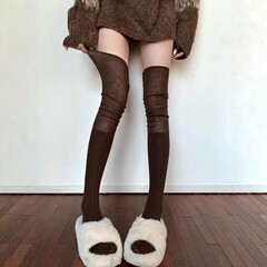 春秋ins潮流堆堆袜日系拼接百搭过膝袜夏季学院慵懒风显瘦长筒袜