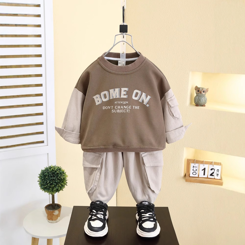 7571 Traje de primavera para niños Nuevo estilo Suéter de primavera y otoño para niños Ropa deportiva Otoño para niños guapos y de moda