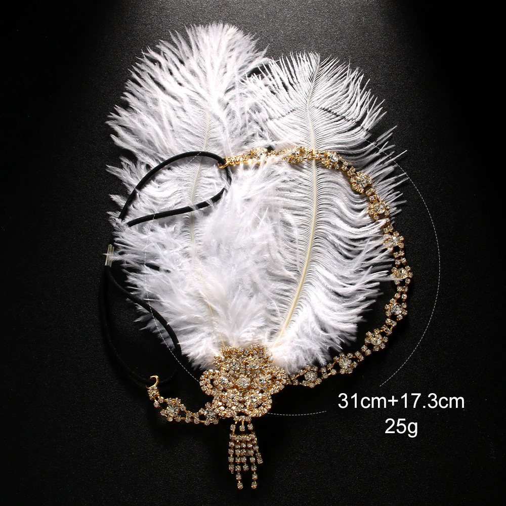 Gatsby exagerado plumas retrógrado diamante bordillo banda de maquillaje accesorios de baile Headwear