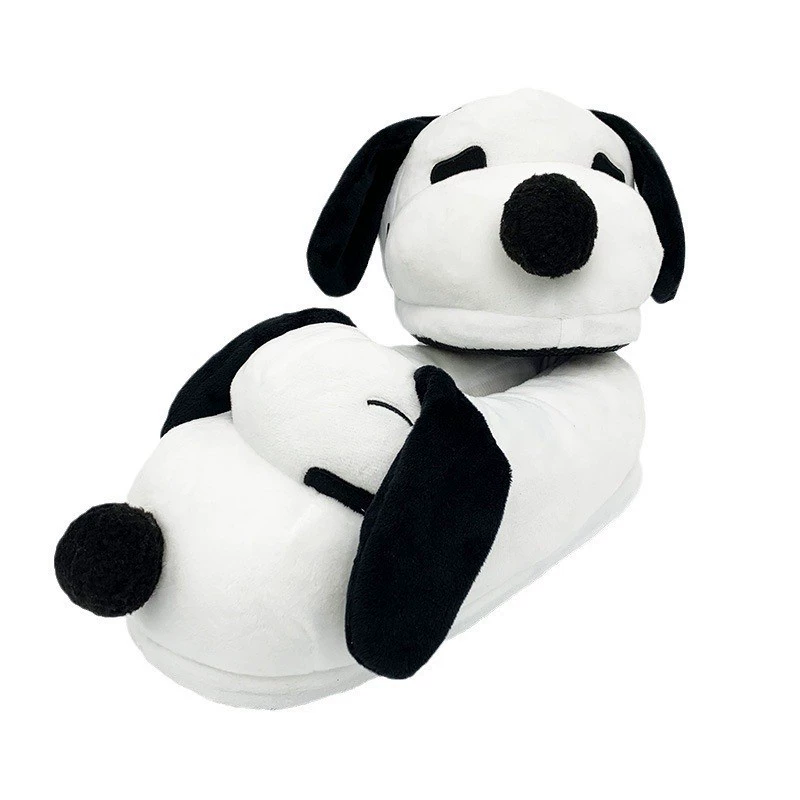 Милый мультфильм Snoopy SNOOPY Собачьи хлопчатобумажные тапочки теплые все включено с плюшевыми тапочками пара домашних хлопчатобумажных туфель