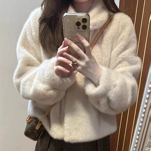 [Special Pai Qing] Environmental protection Mao Mao coat women's short autumn and winter stand collar loose new small mink velvet fur