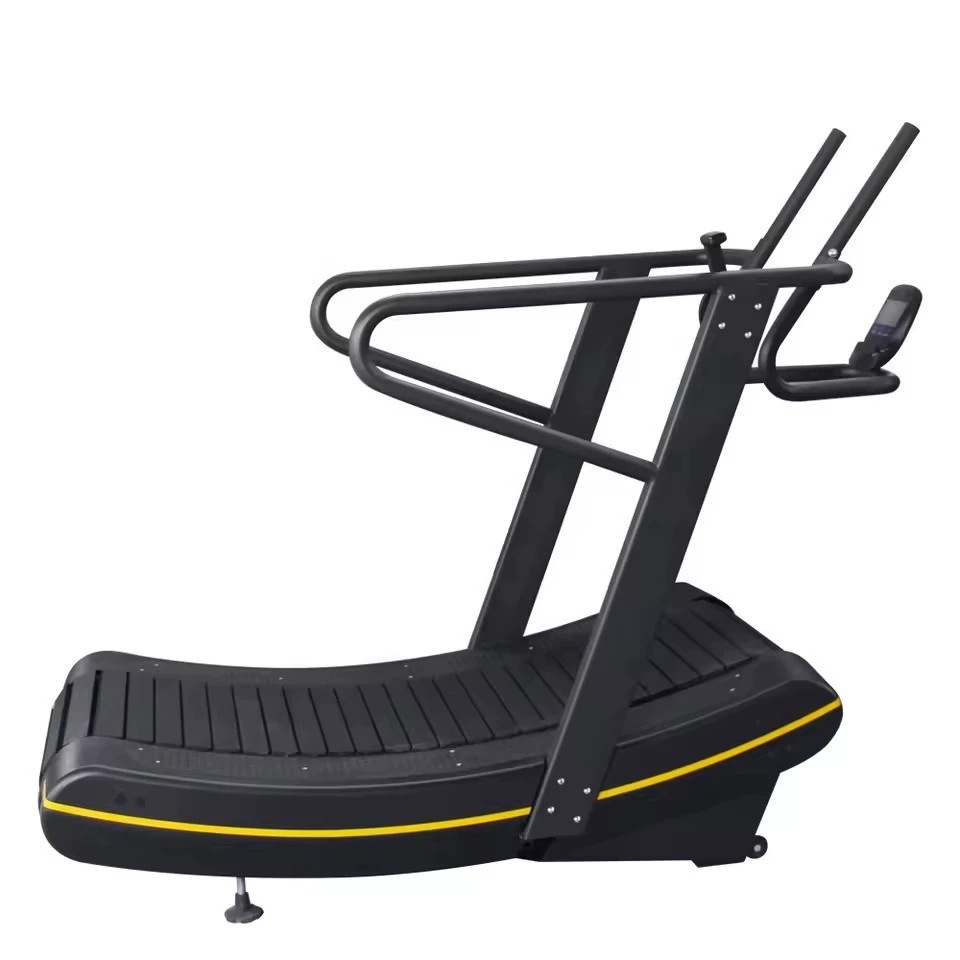 Gimnasio Caminadora de correr de superficie curva comercial indoor sin potencia Equipo de ejercicio mecánico de auto-peso silencioso aeróbico