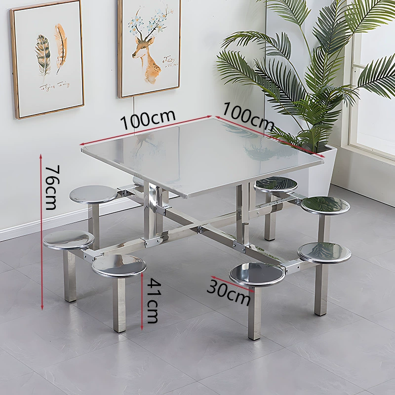Столовая из нержавеющей стали для школьников, обеденный стол, заводской работник, ресторан, быстрое питание, обеденный стол и стул, комбинация столовой
