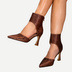 Braune, spitz zulaufende, hochhackige Sandalen mit durchbrochenem Muster, Stilettoabsatz, modische Schuhe für festliche Anlässe, europäisch-amerikanischer Stil, ideal für den Alltag._voghion.com