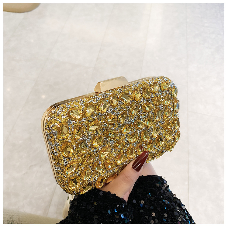 New cross-border full-diamond shiny bags, diamond-encrusted clutch bags, dinner bags, wedding banquet bags, party bags, small square bags and women's bags undefined