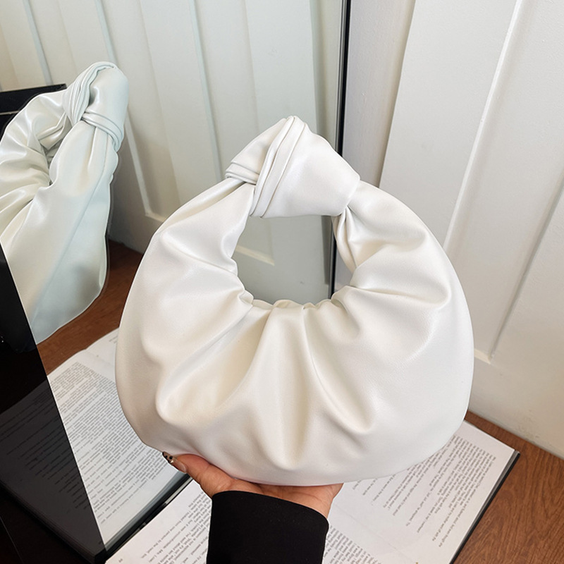 Bolso de Mano con Pliegues de Cuero PU para Uso Diario