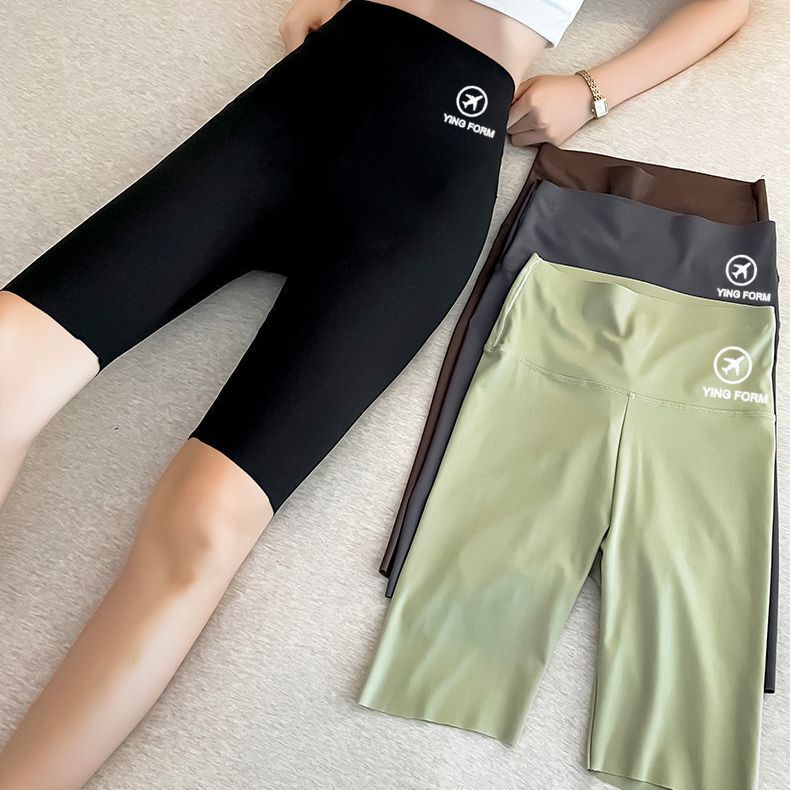 Five-point Ice Silk Shark Pants Women's Summer Anti-naked Outer Wear Safety Leggings High Waist Belly-lifting Hip Yoga Pants