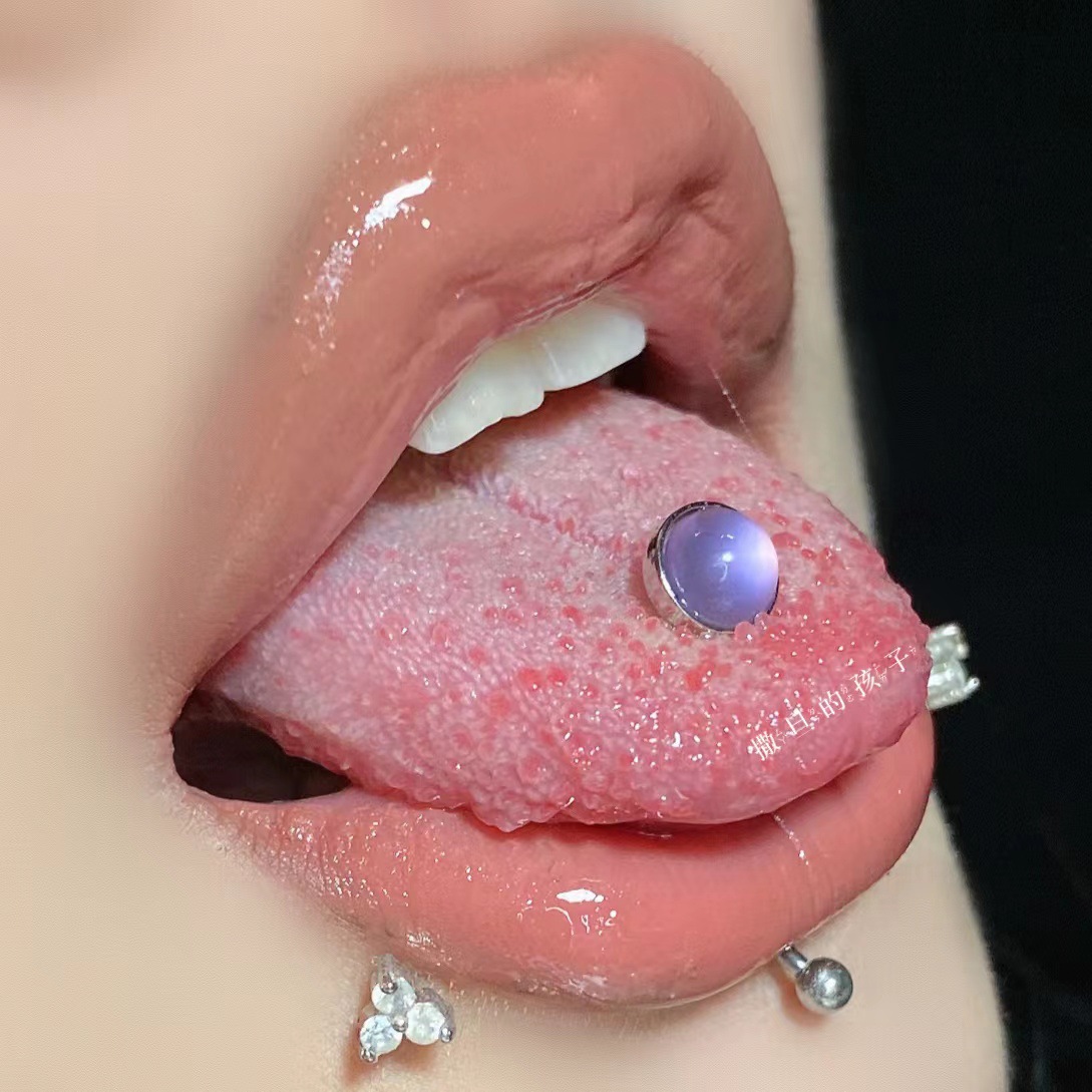 Labret stud lip piercing jewelry styling detail