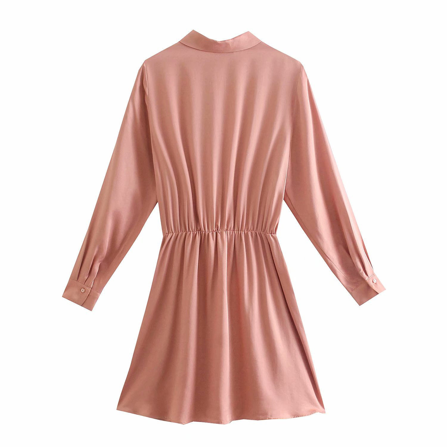 silk satin texture pleated shirt dress nihaostyles wholesale clothing NSAM82483