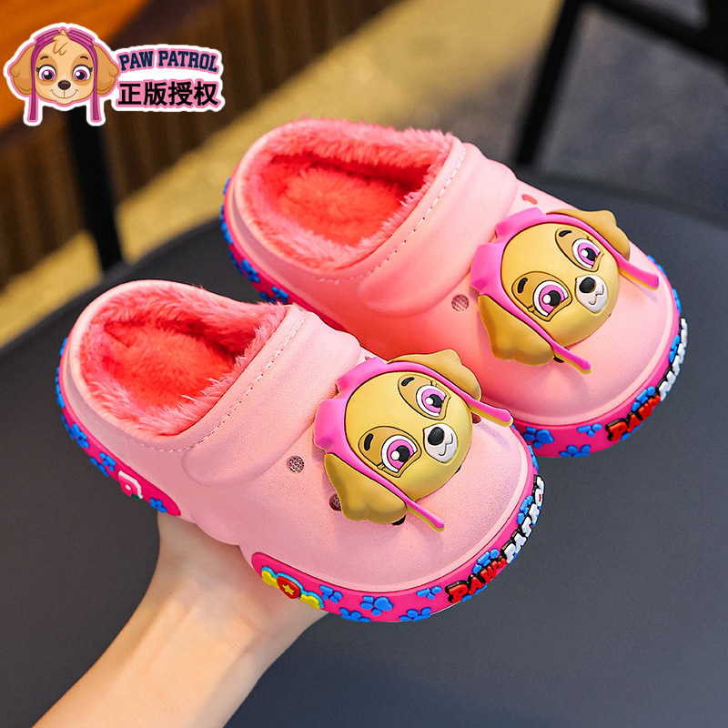 Zapatillas de algodón para niños de invierno para niños, niñas y niños, calentamiento de terciopelo impermeable, zapatos de talón de algodón para niños