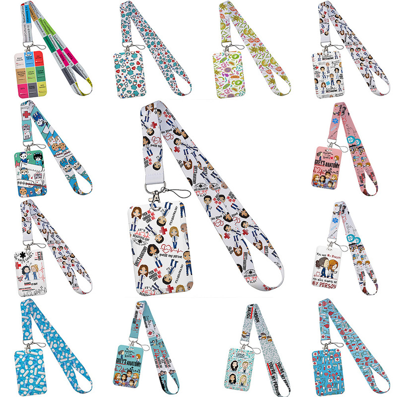 Medical Theme Doctor Nurse Medicine DIY Slide Student Card Holder Bus Access Control Work Badge Mobile Phone Lanyard Wholesale