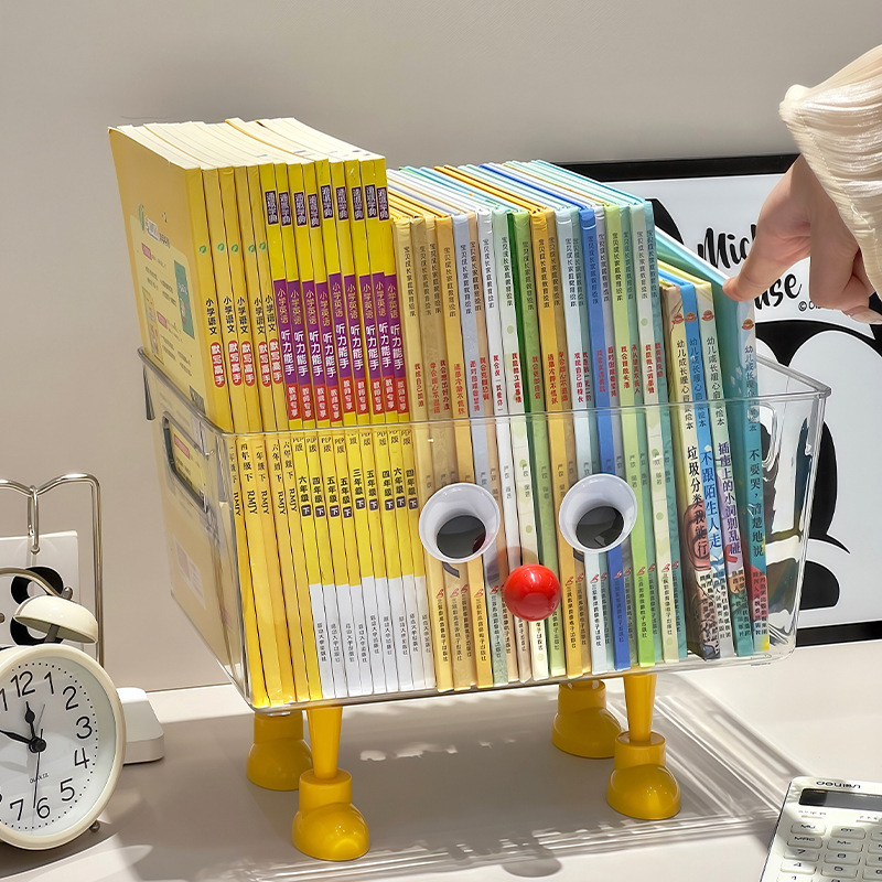 Linda y creativa caja de almacenamiento transparente de escritorio con tapa a prueba de polvo, organización de artículos diversos, estante de almacenamiento para productos de maquillaje y cuidado de la piel