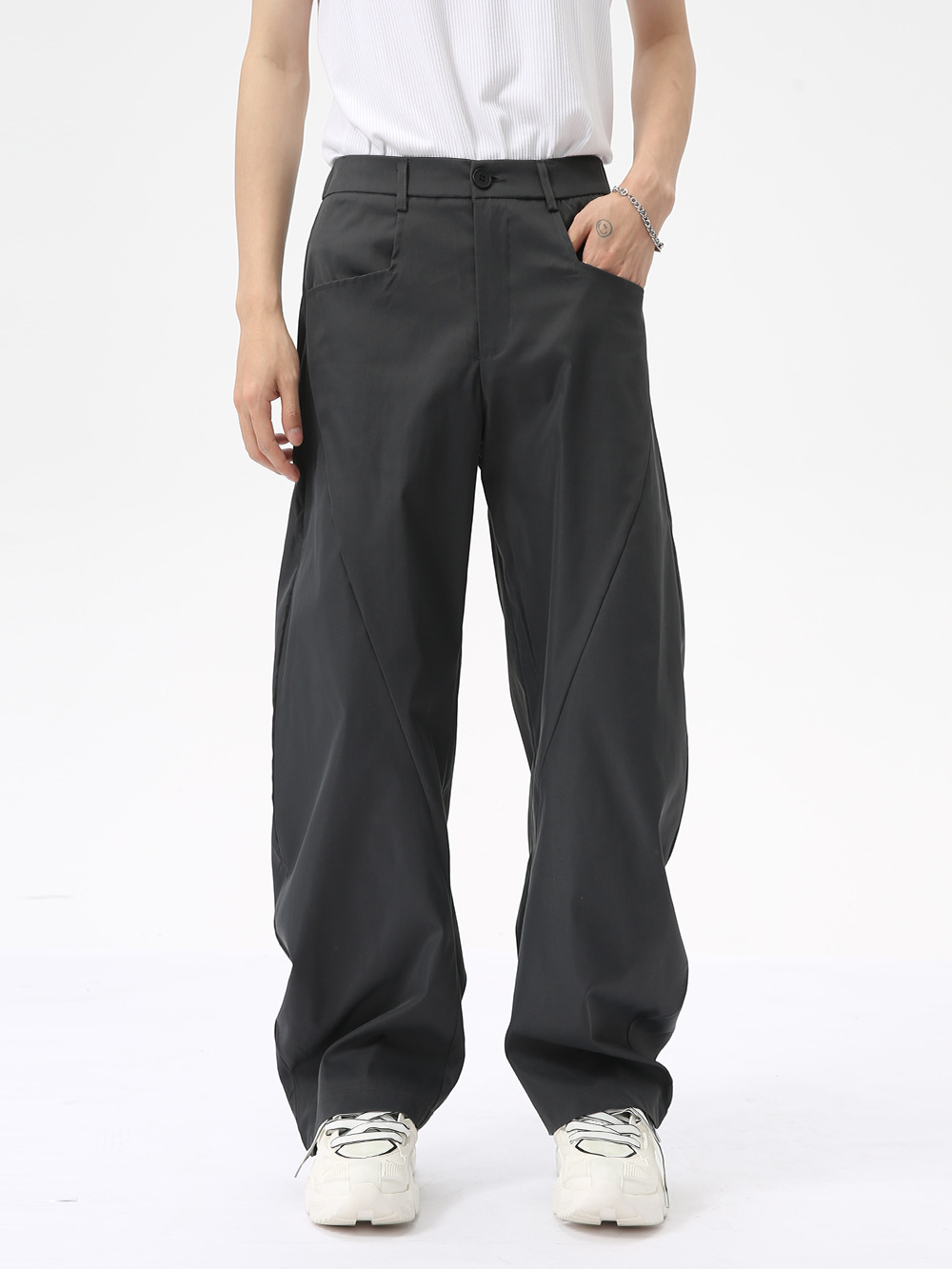 MTLCLOTHES Hombres| 2024 otoño nuevo nicho cremallera irregular chaqueta corta chaqueta set de moda