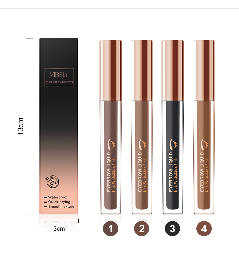 VIBELY Four-color Liquid Eyebrow Dye is waterproof and does not smudge. It is a light brown eyebrow liquid with a brush and a drawstring. It is an export version for eyebrows undefined
