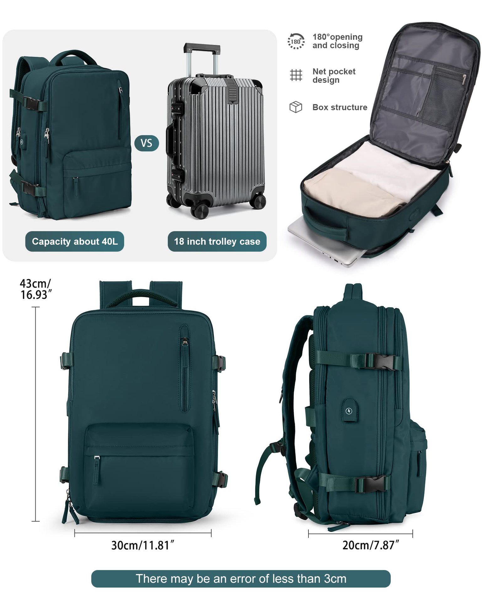 1875g Weight Nylon Lining Material Zipper Closure Type Double Shoulder Straps Strap Type Functional Backpack Bags Type Travel, Daily Occasion Nylon Material Women's Backpack Backpack Solid Color Pattern All Seasons Season Unisex Gender Streetwear Style Square Shape Solid Color Travel Daily Women's Backpack 58