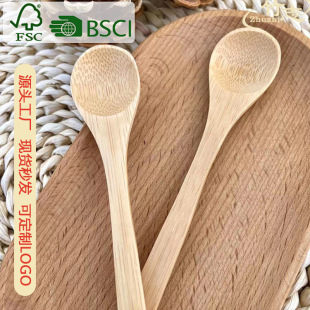 Factory wholesale long handle bamboo spoon kitchen condiment spoon coffee milk mixing spoon mixers spoon honey jam spoon