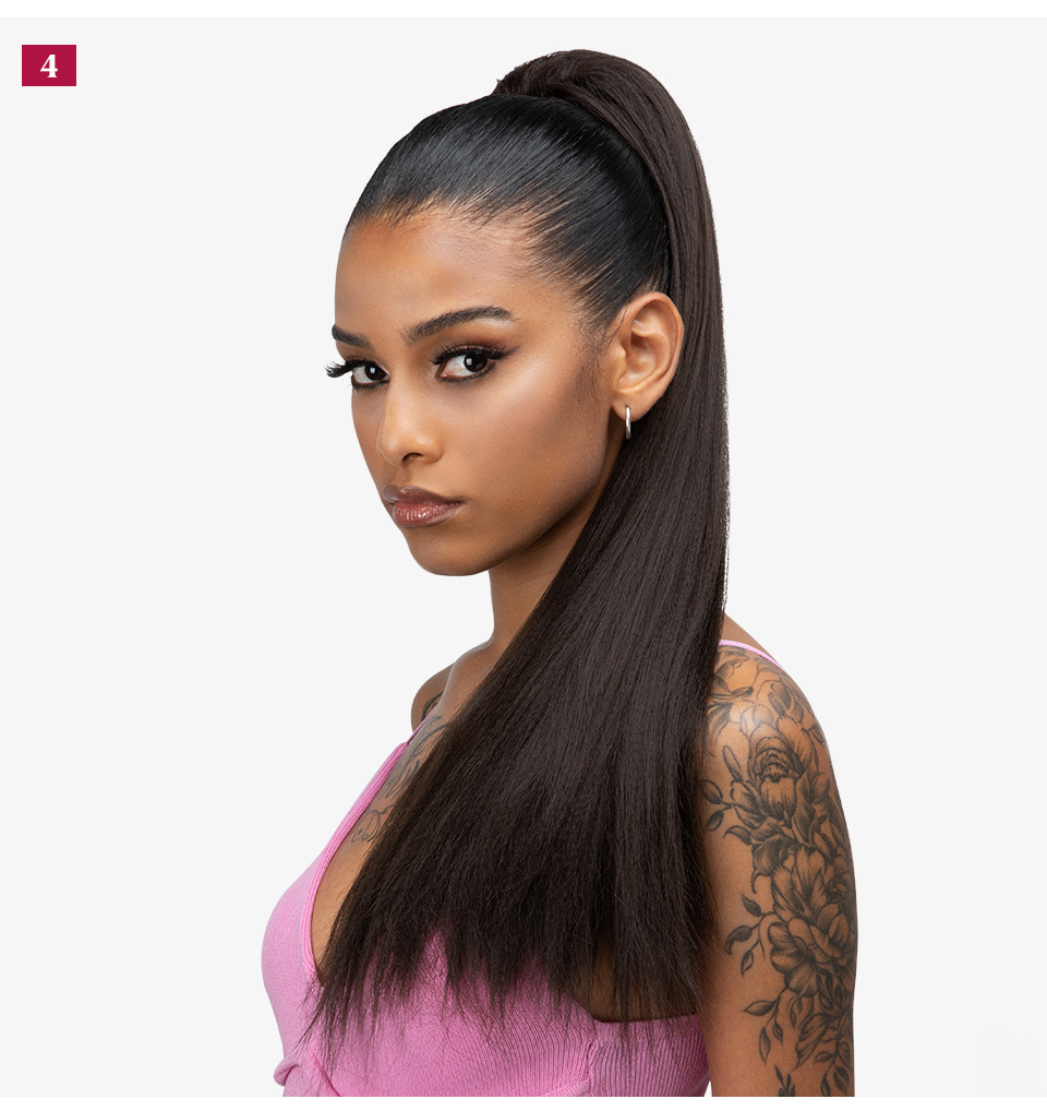 Sintētiski mati sievietēm ar gariem taisniem matiem, augsti pieaudzētiem aukliņu stila augstas temperatūras zīda viltus zirgaste_voghion.com