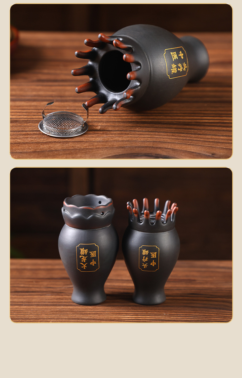 Bian Stone Moxibustion Jar Head Therapy Cupping Tool for Home Full Body Massage and Guasha preparation