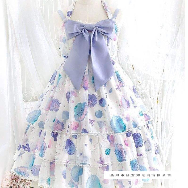 High-End Shell Jsk Lace Bow Lolita Tea Party Girl Style Lolita Dress Shell Strap Dress