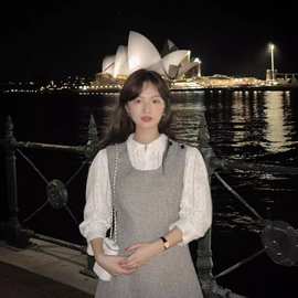 韩国 GED 荷静  TWO BUTTON MINI DRESS 亚麻连衣裙