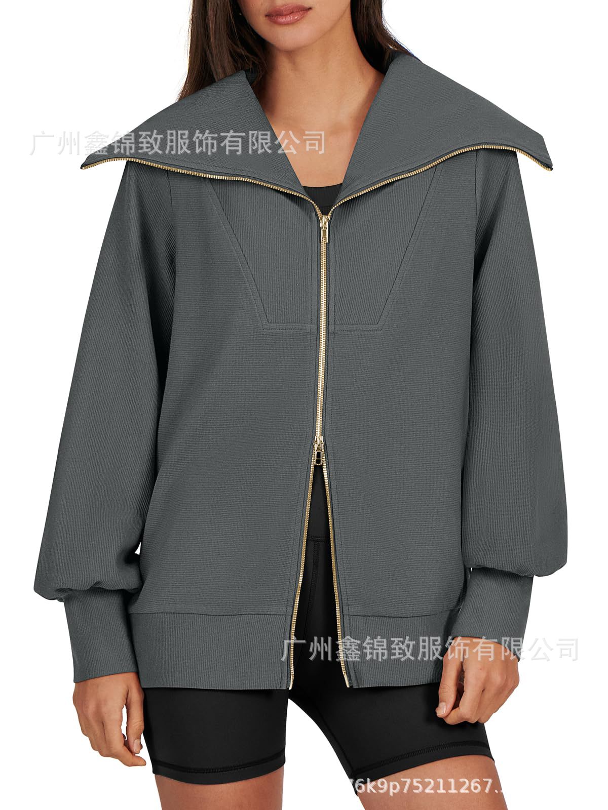 2023 Amazon mujeres de gran tamaño cremallera lindo sudadera chaqueta ropa 2023 otoño y el invierno la moda