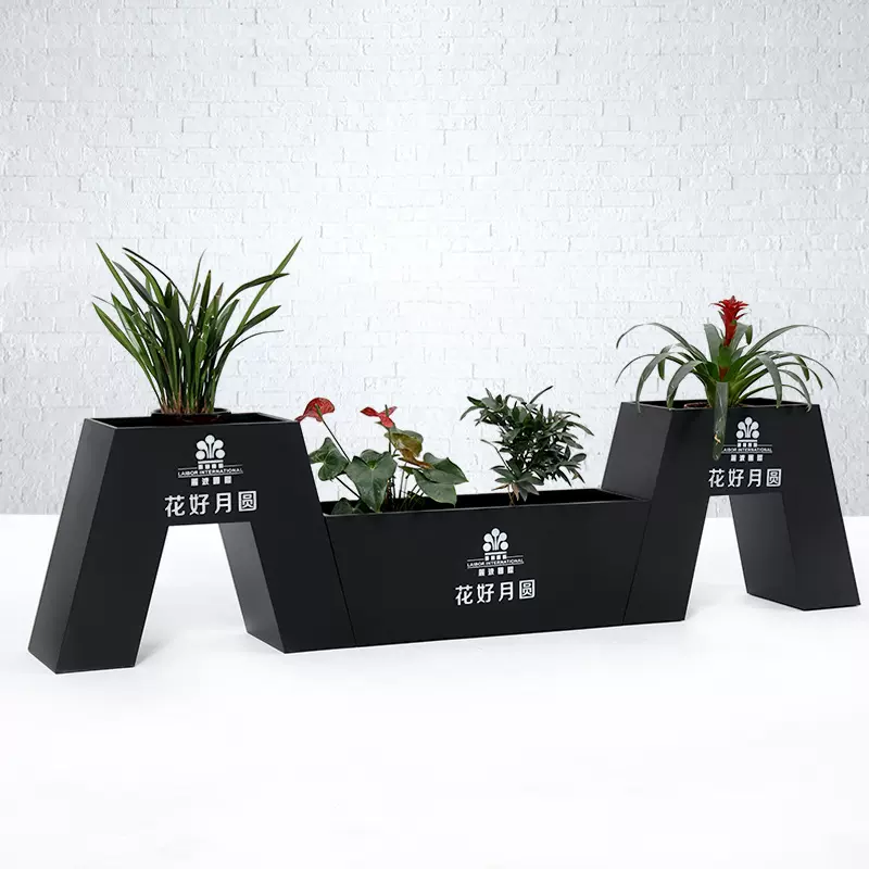 户外铁艺花箱咖啡厅隔断花坛商业街售楼部组合花槽市政工程种植箱